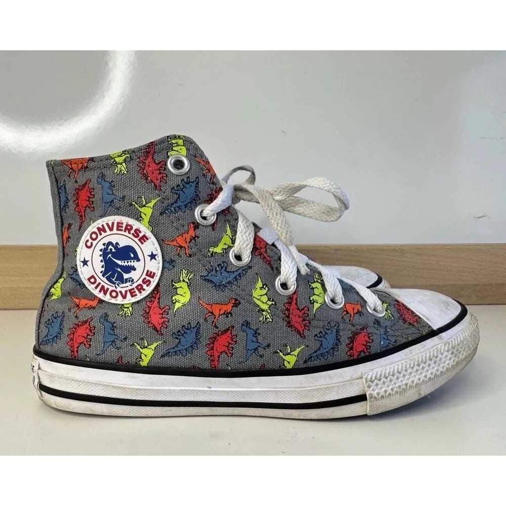 Converse Dinoverse Hi-Top Gray Dinosaur‎ Shoes / Kid’s Size 1.5